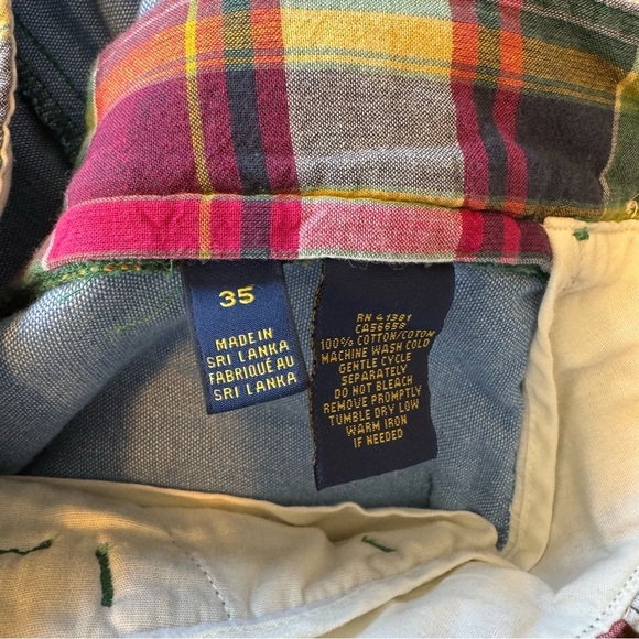 Vtg POLO Ralph Lauren Mens 35 Madras Plaid Cotton Preppy Summer Shorts - Picture 4 of 6